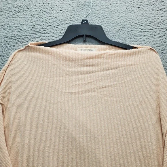 We The‎ Free Sweatshirt Womens Small Tan Ribbed Cuff & Hem Boat Neck Pullover - Picture 3 of 8